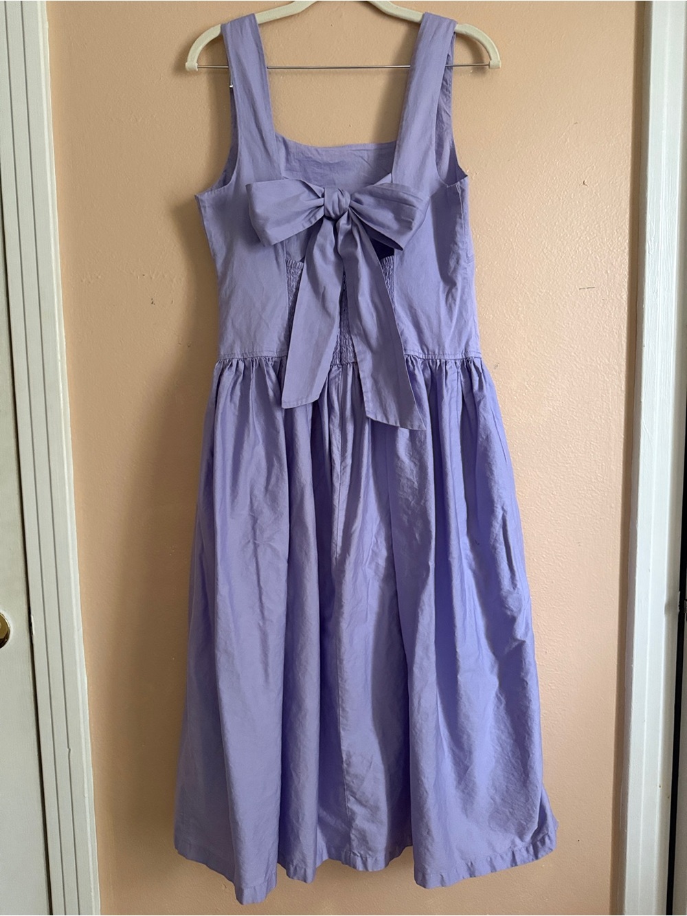 Lavender Dress, Fitted Bodice, Tie Bow Back